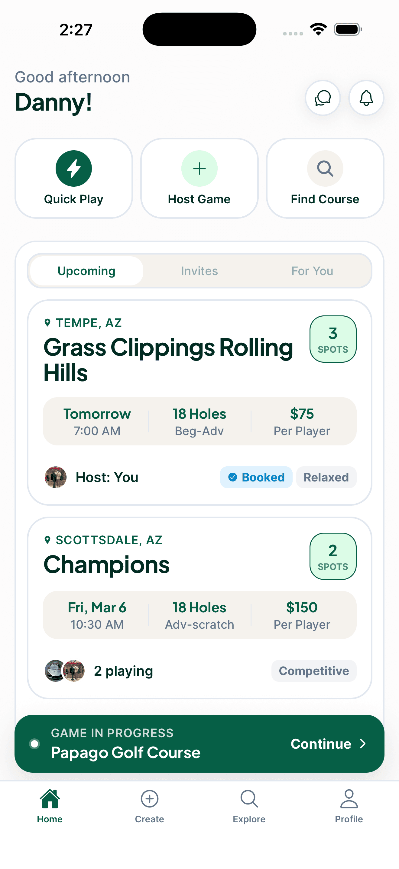 Scramble home screen